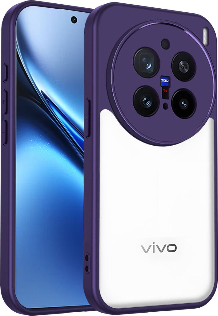 Hülle für Vivo X200 Pro Transparente Rückseite TPU Bumper Stoßfest Handyhülle Lila