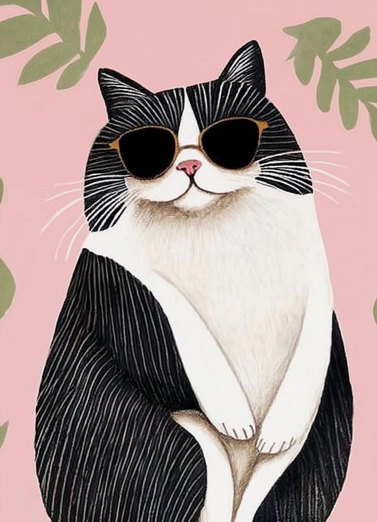 Plakat 13x18cm Kater Minimalistisch, Interieur Skandinavischer Stil, Boho