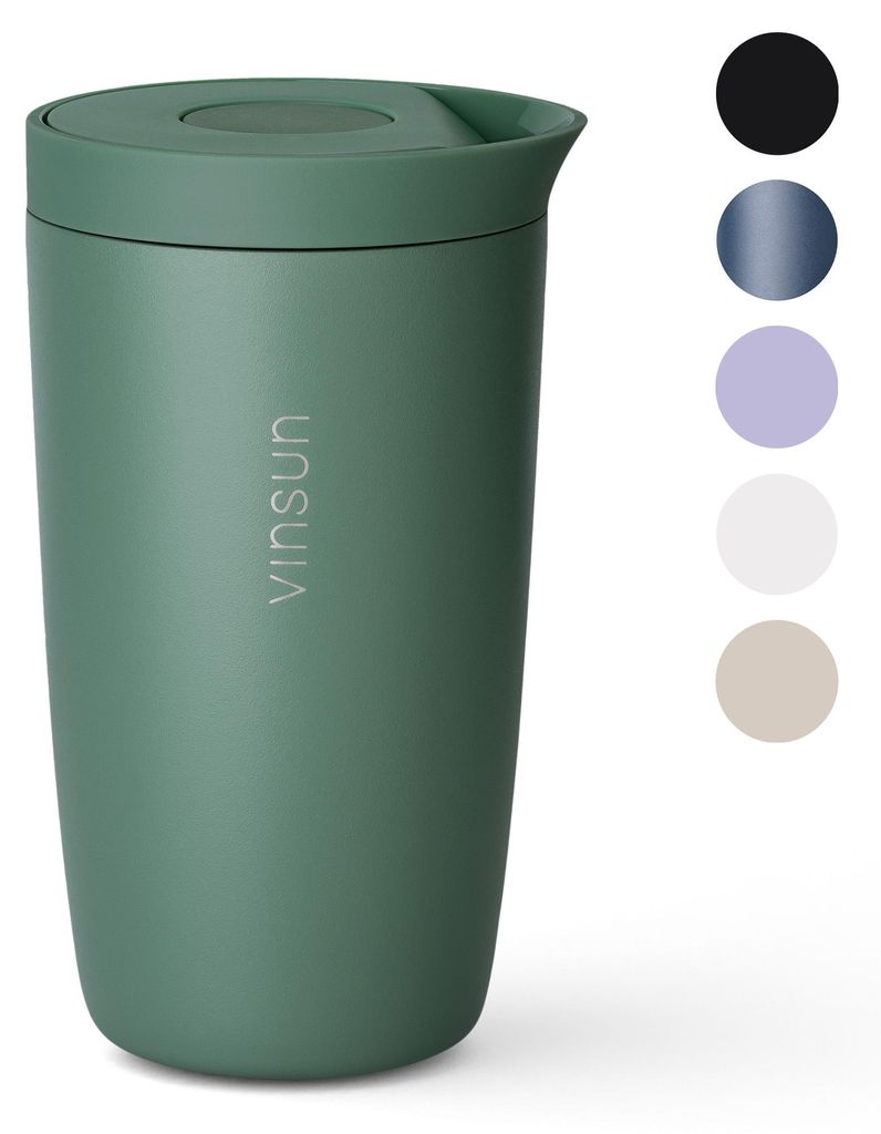 Thermobecher Edelstahl 350ml Deckel Kaffee Becher isoliert Travel Mug Tee Vinsun