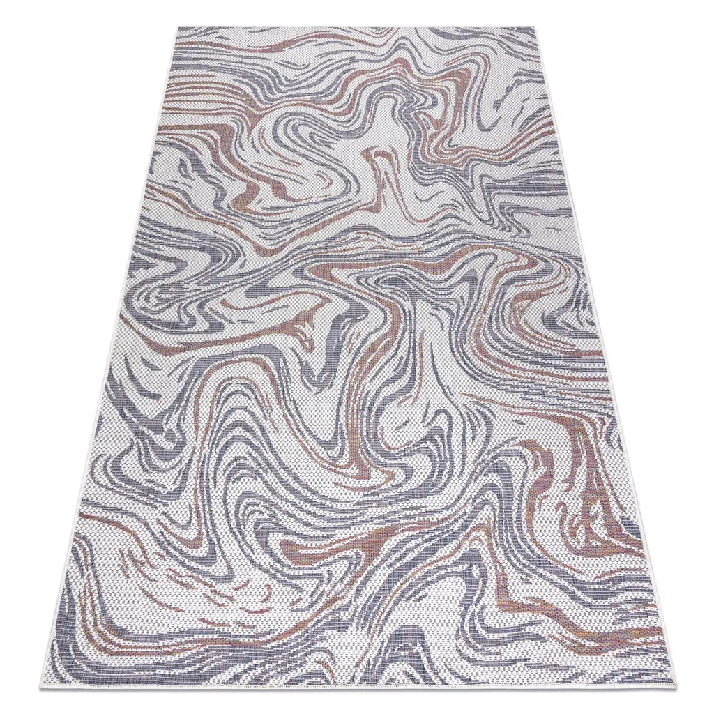 Tapis de couloir tissé à plat SIZAL SION bleu et rose 80x150 cm