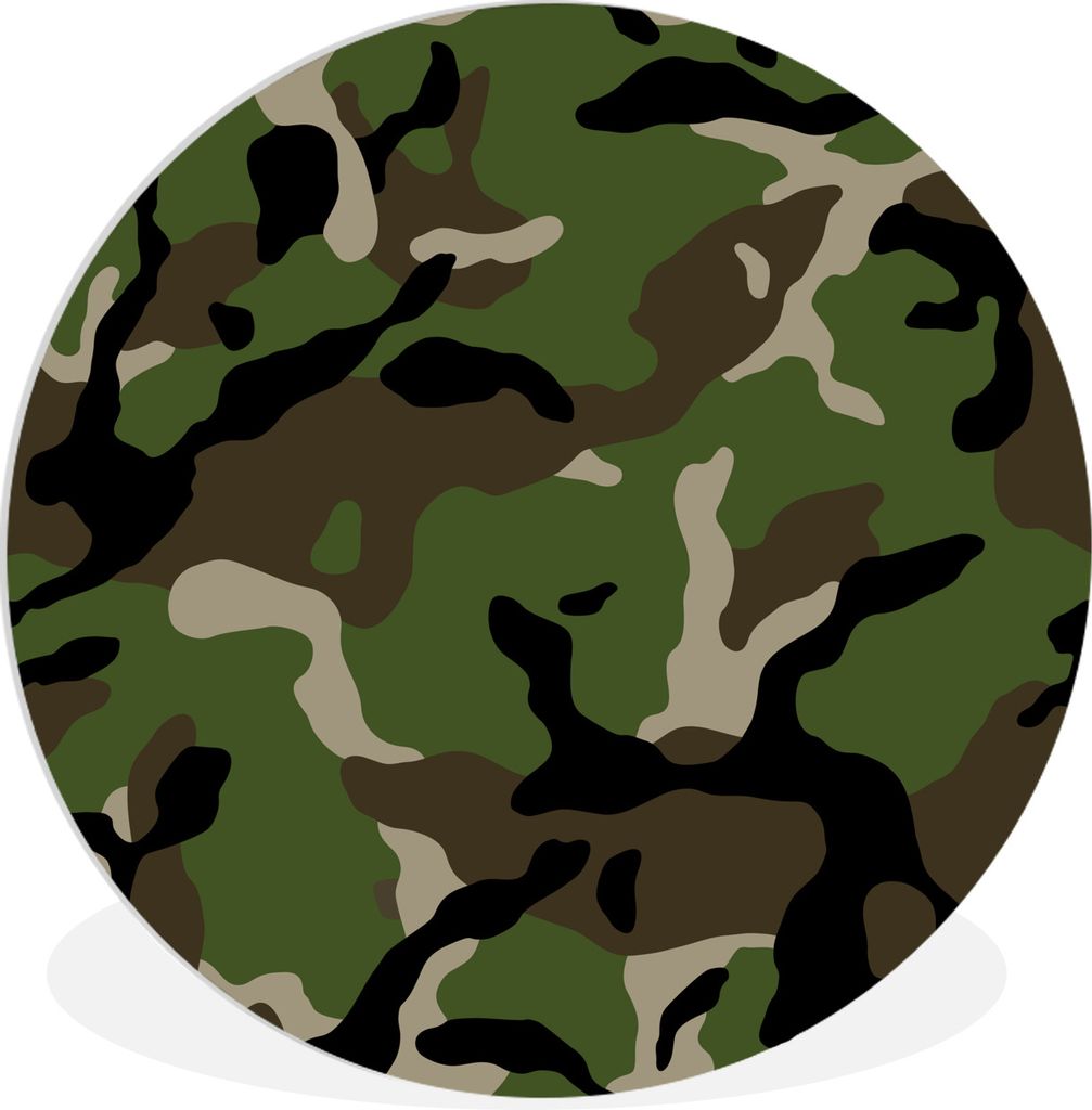 MuchoWow Rundes Wandbild - Runde Bilder Militärisches Tarnungsmuster Ø 60 cm Kreis Wanddekoration Kunststoff - Wandkreis - Wandschmuck - Wand K...