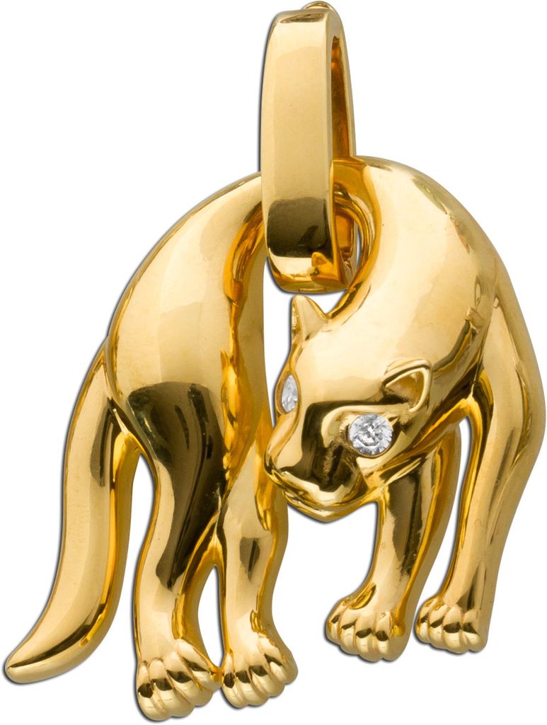 Panther Anhänger Silber 925 Gold vergoldet weiße Zirkonia Produktbild 