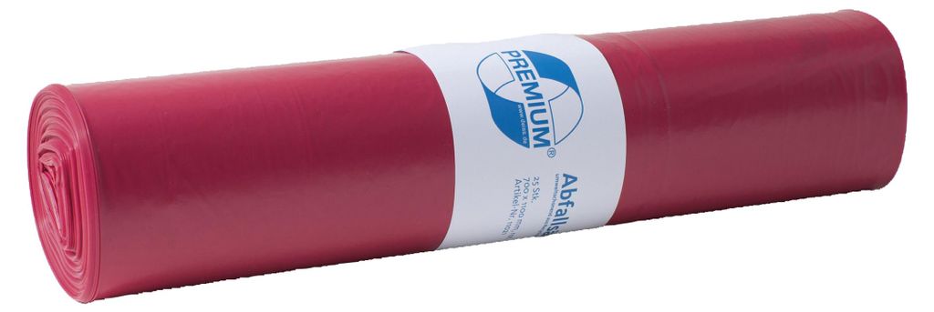 Mllsack PREMIUM 57,5 x 100 cm (B x H) 30m 70l Polyethylen rot 25 St./Pack.