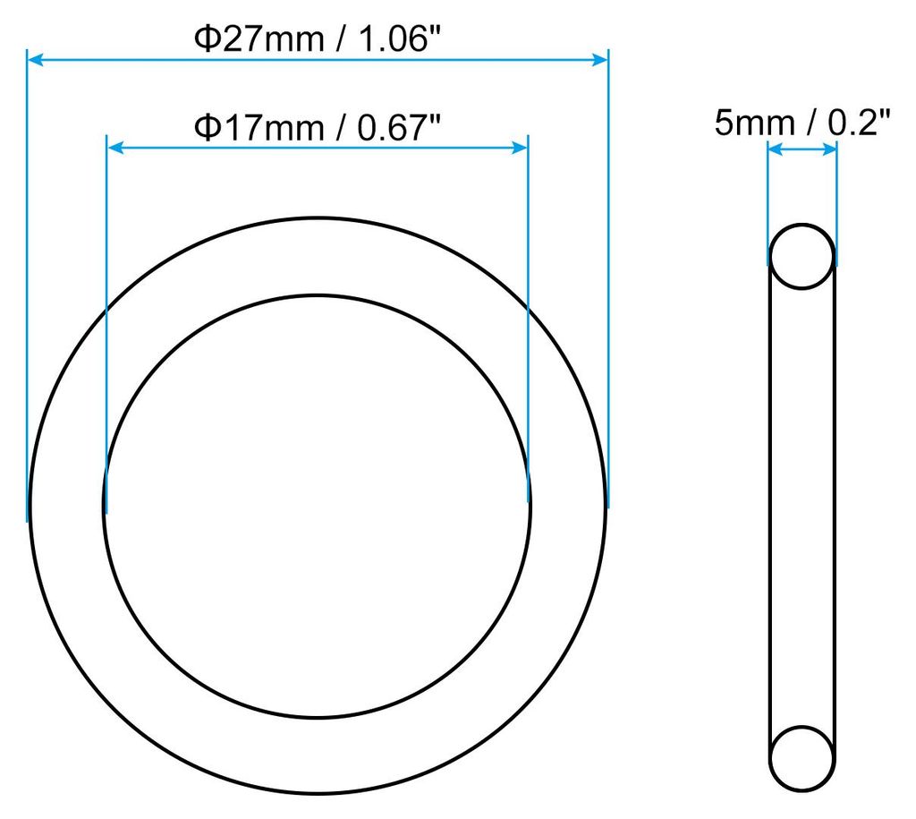 25 Stš¹ck Dichtungsringe O-Ringe Gummidichtung 27mm AD 17mm ID 5mm Dicke Nitrilgummi Unterlegscheibe Dichtungssatz Gummischeiben fš¹r Auto Klim...