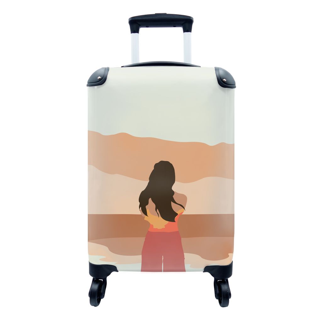 MuchoWow Koffer Handgepäck Trolley Rollkoffer Kleine Reisekoffer mit 4 Rollen - Frauen - Strand - Sommer - Cabin Size < 55x40x23 cm & 55x40x20 c...
