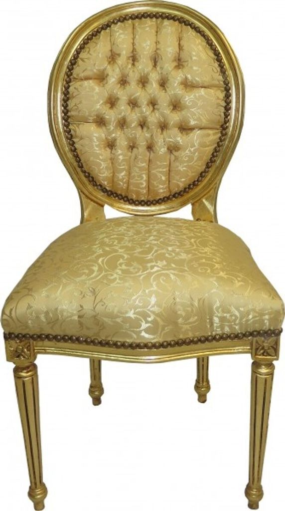 Casa Padrino Barock Esszimmer Stuhl Gold Muster / Gold  Produktbild 
