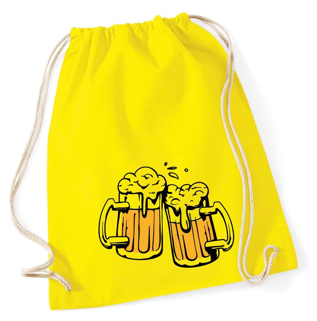 Huuraa Turnbeutel Bierkrüge anstoßen Schützenfest 12 Liter Yellow Baumwolle Rucksack Geschenkidee