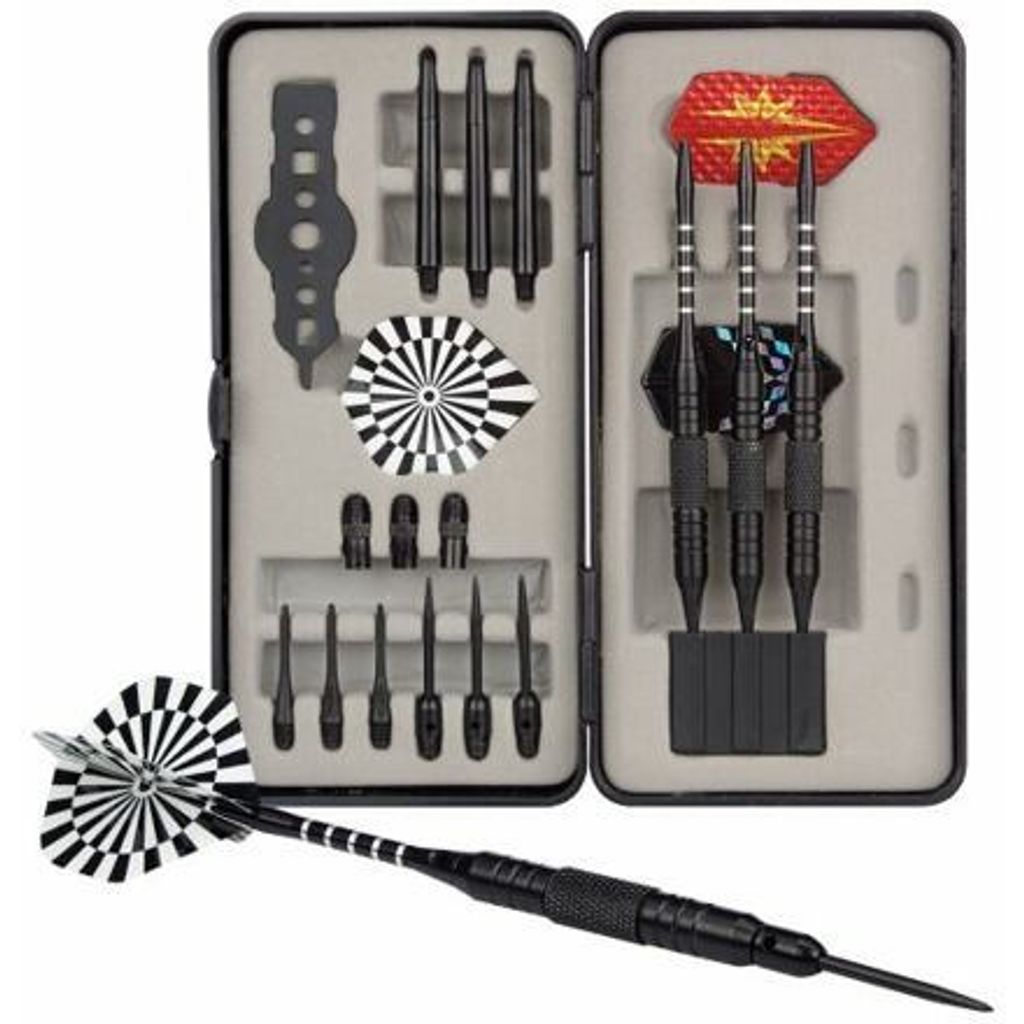 Dart-Set 21 g Stahl mit Metall- und Nylonspitzen im praktischen Kunststoffkoffer inkl. Mehrzweckschlüssel