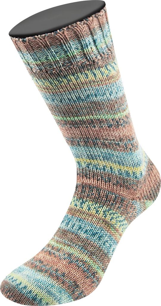 Lana Grossa - Landlust die Sockenwolle 6-F 150g 940 zartgrün jeans hellblau dunkelgrau tonrot pfirsich meliert