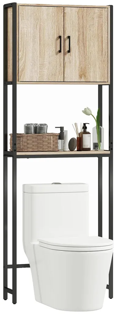 Rangement dessus WC en bois pour optimiser une petite salle de bain sans percer