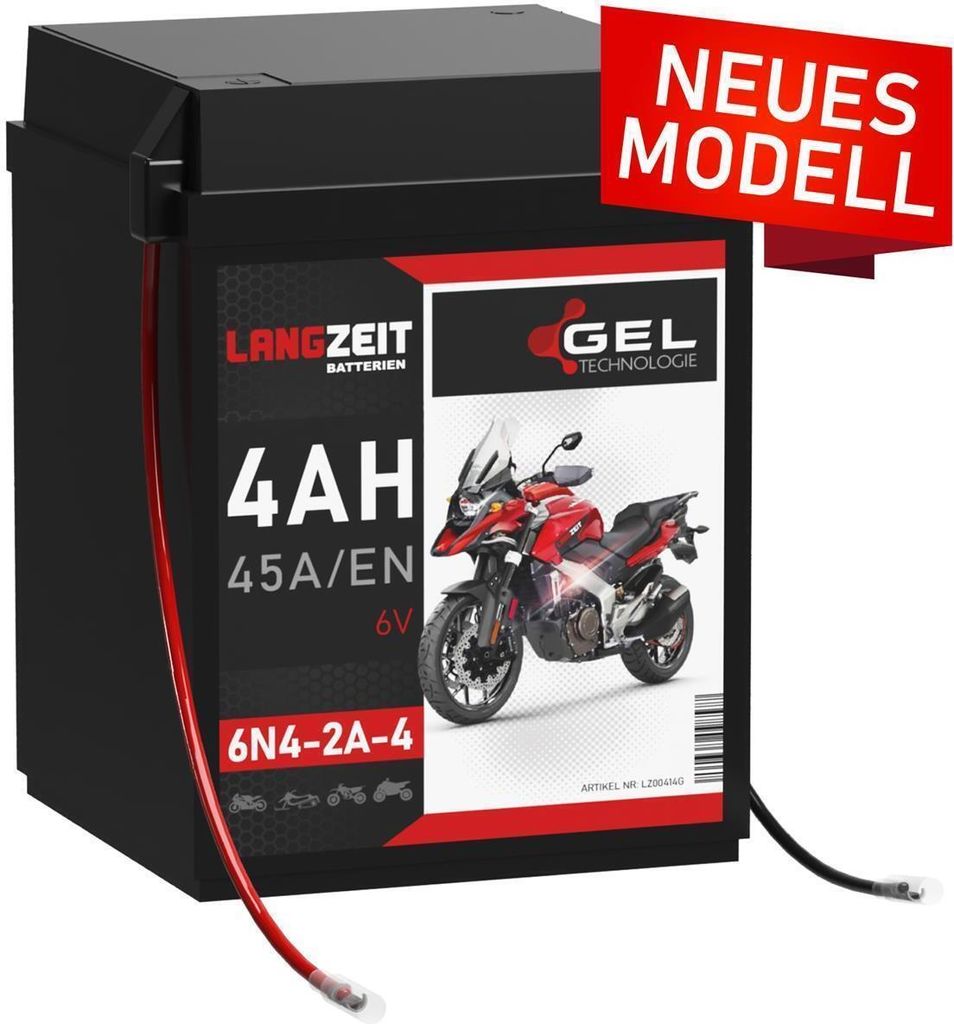 LANGZEIT 6N4-2A-4 GEL Roller Batterie 6V 4Ah 45AEN 00414 6N4-2A-7,ersetzt 4,2Ah