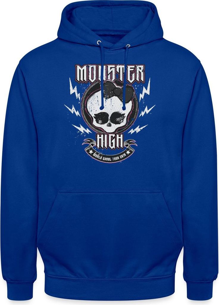 Spreadshirt Monster High World Ghoul Tour Totenkopf-Design Uni Hoodie, S, Royalblau