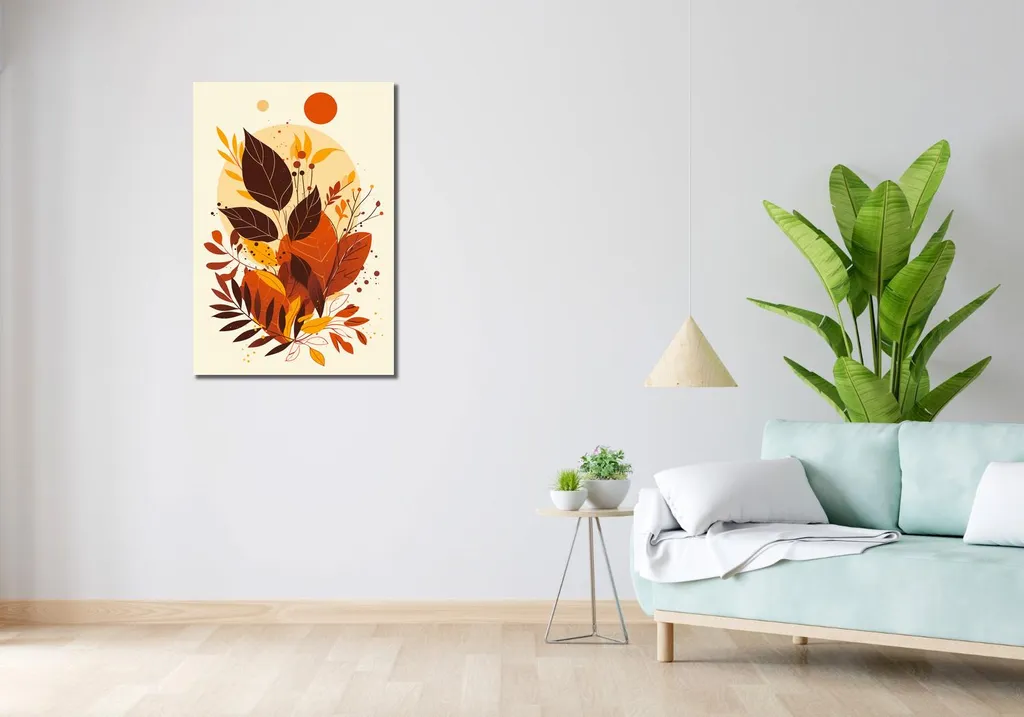 Quadro 60x90 cm Autunno Moderno: Il Volto Colorato per Soggiorno - 2