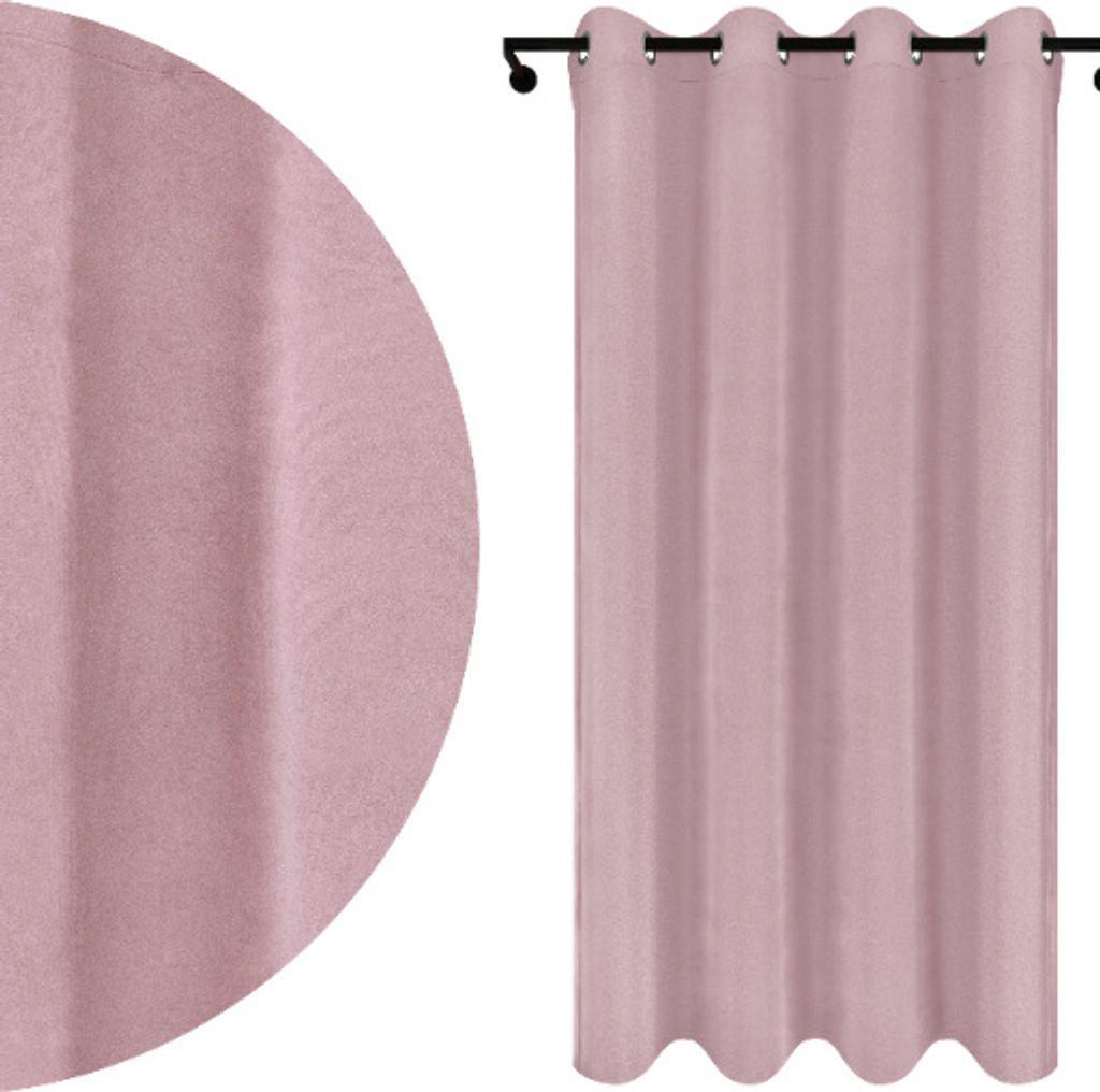 Vorhang aus Velours mit Ösen 140x250 cm Rosa Puderrosa Blickdichte Gardine für Wohnzimmer Schlafzimmer