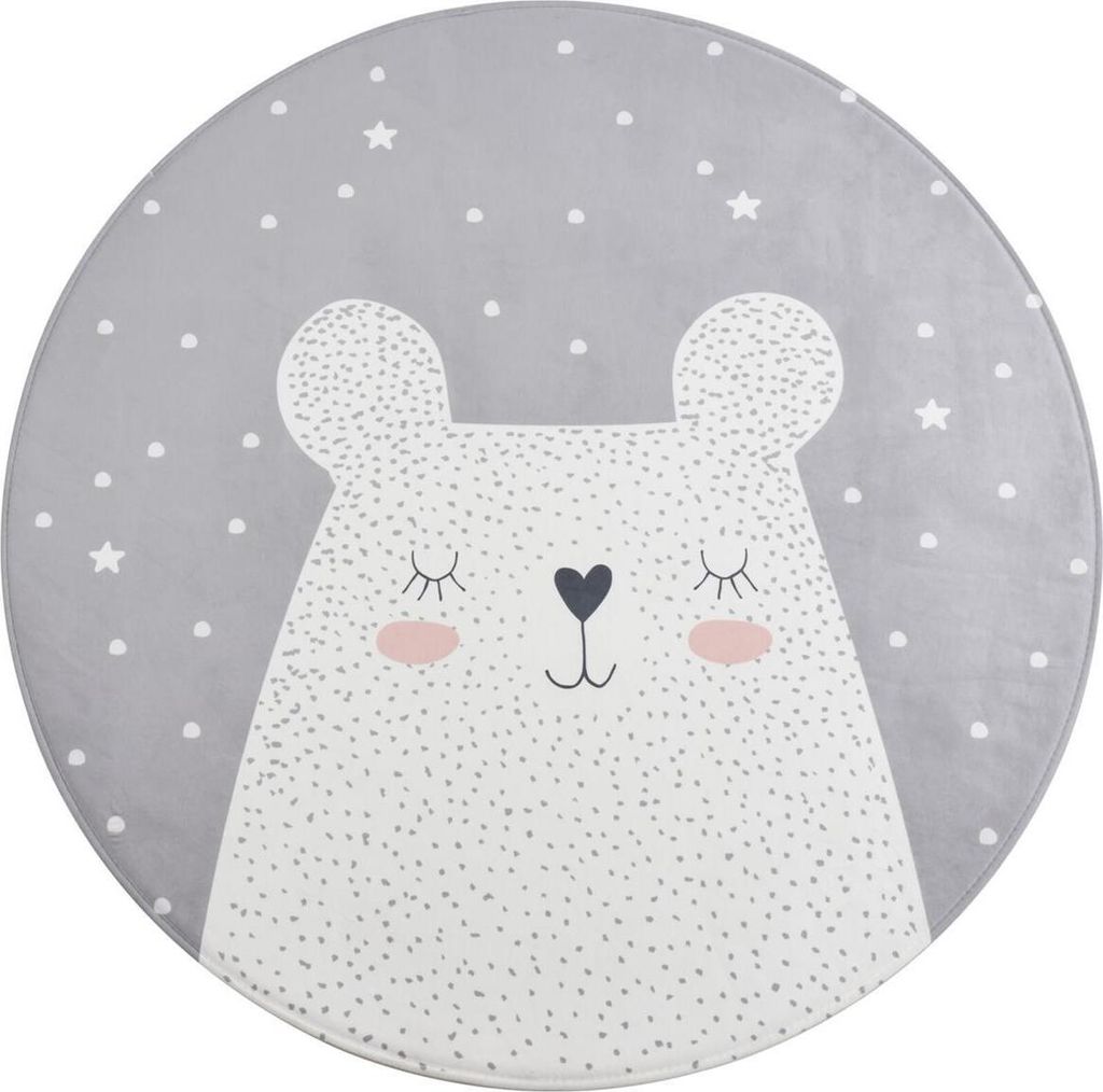 Primaflor Kinderteppich DREAMLAND - Hase - Rund - 100cm - Spielteppich für Mädchen & Jungs - Krabbelmatte für Babys