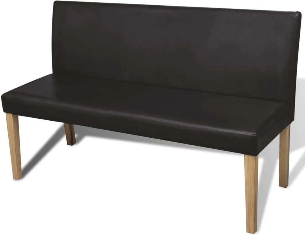 Banc de bout de lit 139,5 cm en similicuir marron foncé pour chambre