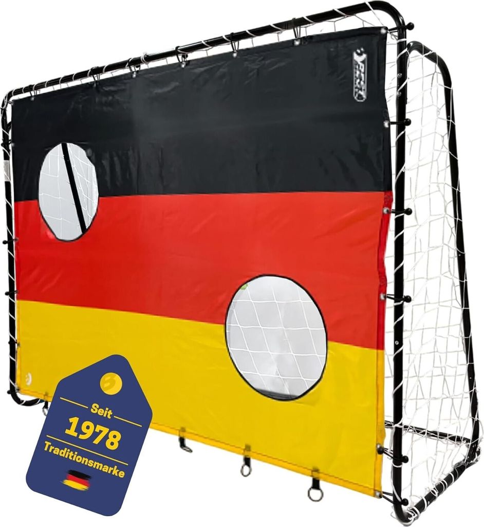 Fußballtor-Set 213 x 152 x 76 cm in Schwarz mit Torwand "Deutschland"
