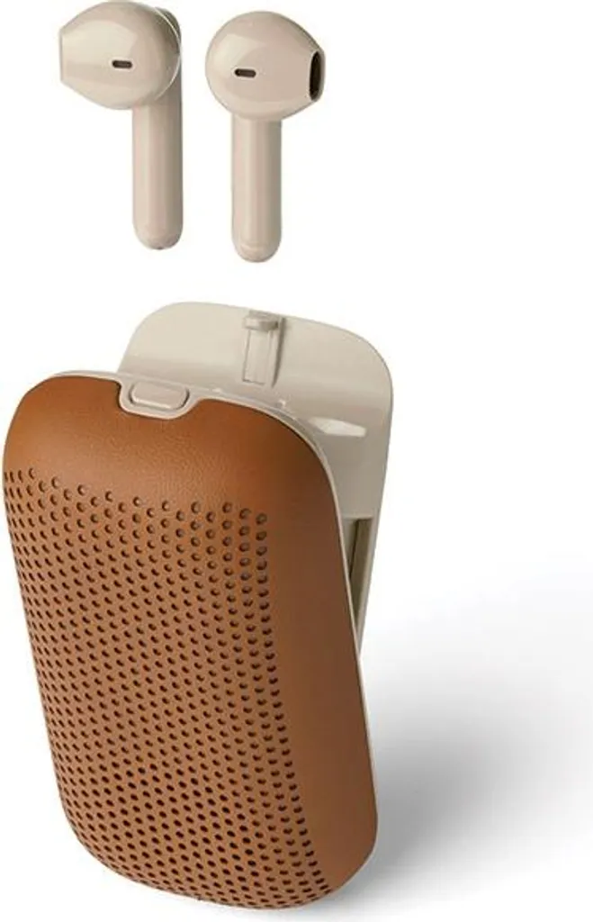 Lexon Speakerbuds LA127C Casque sans fil et haut-parleur Bluetooth Camel