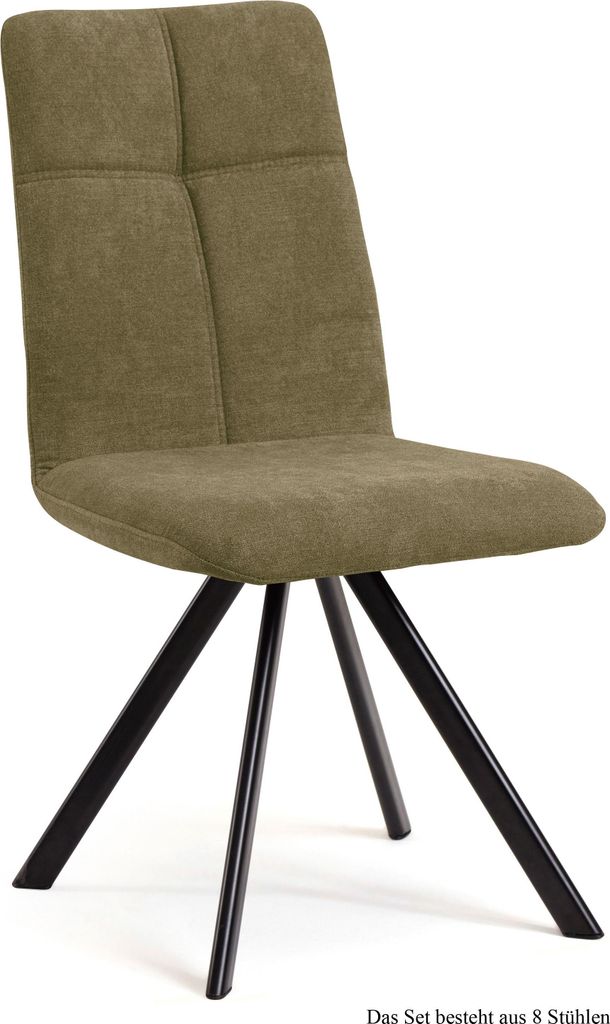 Esszimmerstuhl (8er-Set) Davyd 47x92x60 Schwarz/Olivgrün