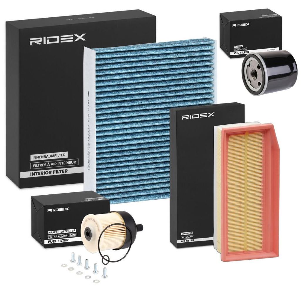RIDEX Filterset Inspektionspaket Filtersatz für RENAULT Clio IV Schrägheck (BH) Captur (J5, H5) Clio IV Grandtour (KH) CLIO IV Kasten Duster (HM)