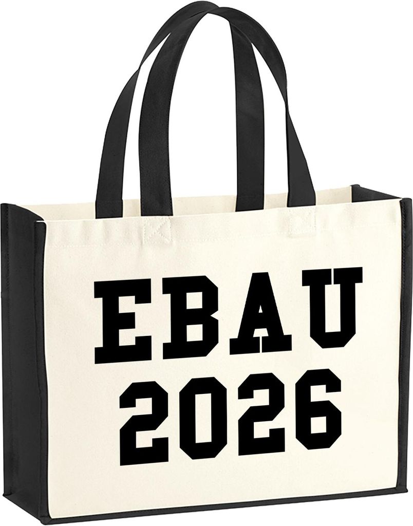 Huuraa Jutetasche EBAU 2026 Abschluss Spanien 21 Liter Black Jute und Baumwolle Einkaufstasche Geschenkidee