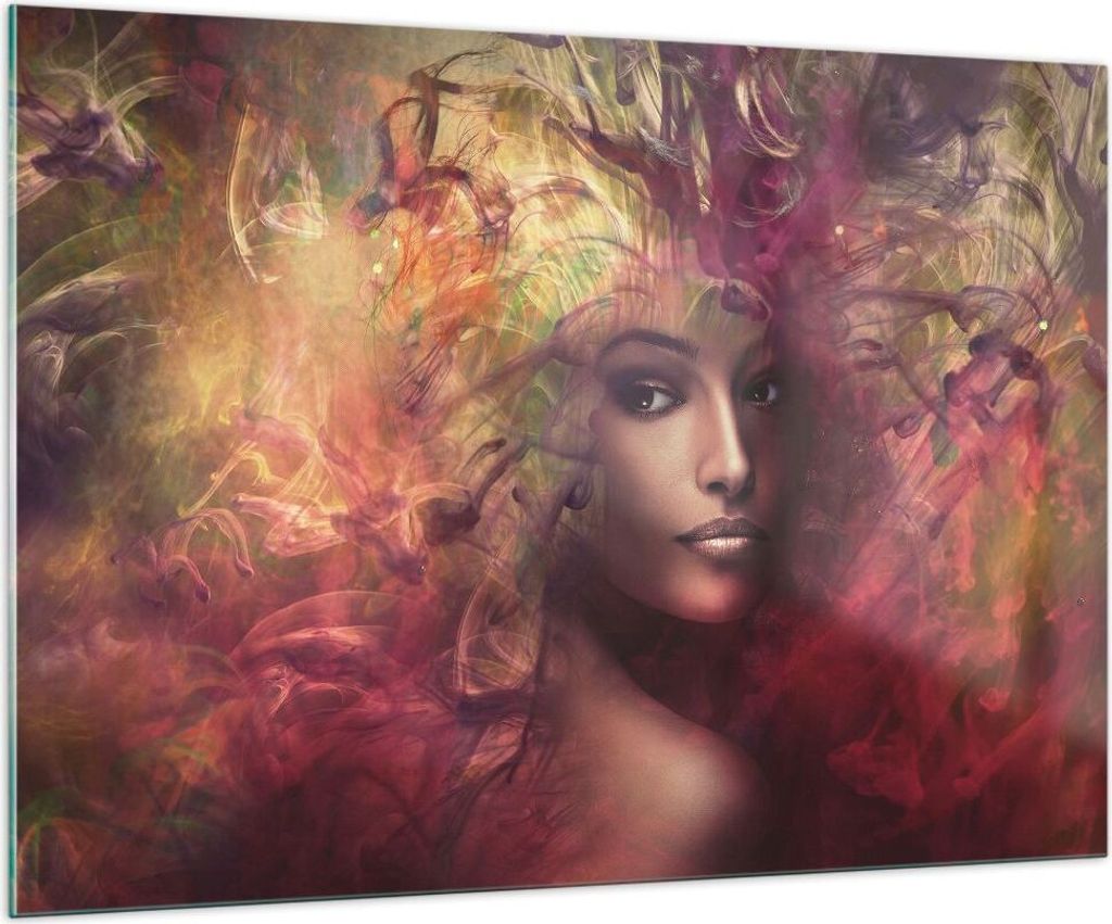 Bilder auf glas - frau gesicht - 100x70cm - Glasbilder - Wandbilder - Kunstdruck - zum Aufhängen bereit - Wanddekoration aus Glas - Glas Bilder - ...