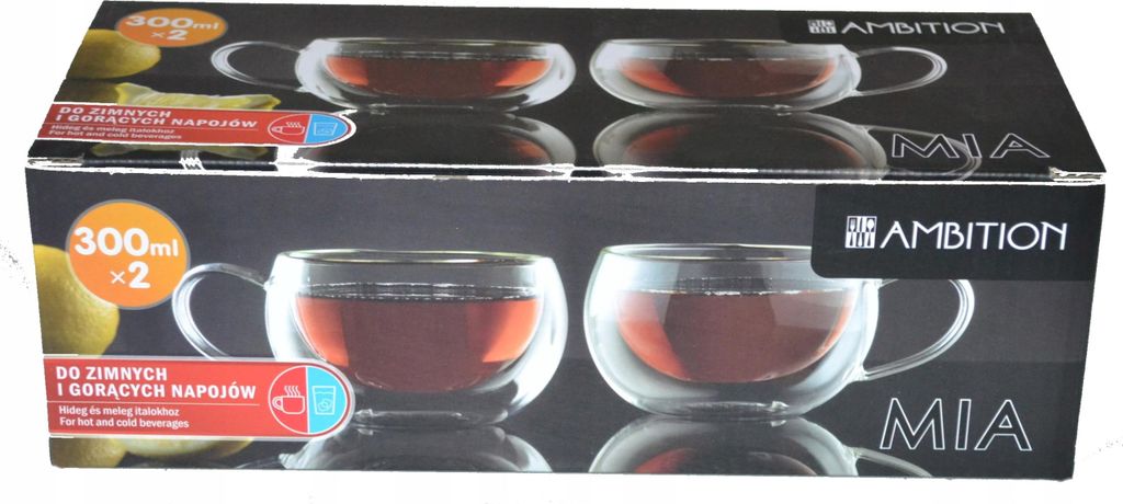 Zestaw 2 szklanek termicznych z uchwytem 300 ml MIA Zdjęcie produktu 