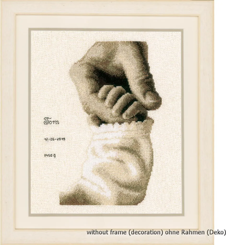 Tableau à broder point de croix compté pour naissance Bonheur de Bébé