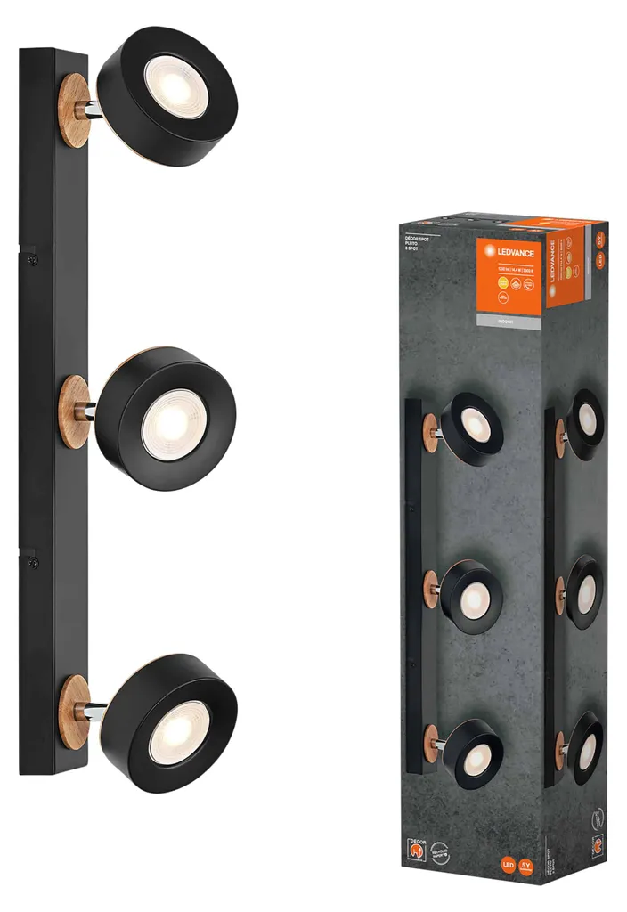 Spot Intérieur LED Noir Orientable PLUTO pour un Éclairage de Salon