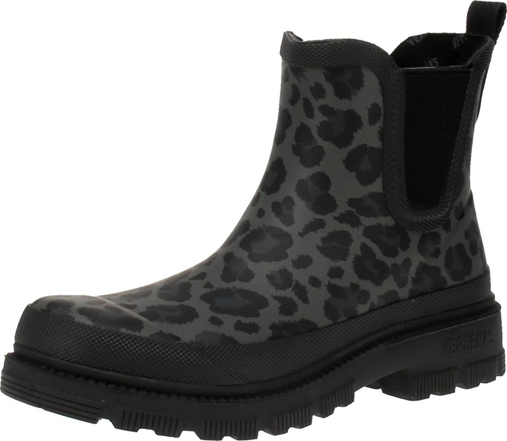 Verbenas Lua Mate Damenbooots, Stiefelette, Synthetik, Schwarz/Leoprint ,Gummis - Kinderschuhe Teens Mädchen Gr. 25 - 42, Schwarz, absatzhöhe:...