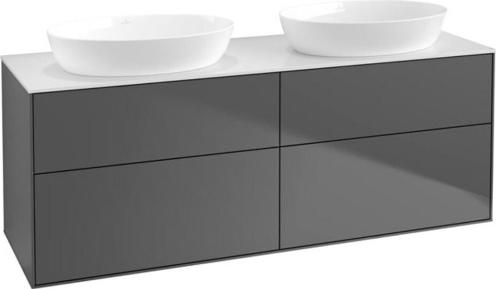 V&B Waschtischunterschrank Wandbeleuchtung Finion 160x60cm, Abd.-Pl. wh. m, Anthrac. matt