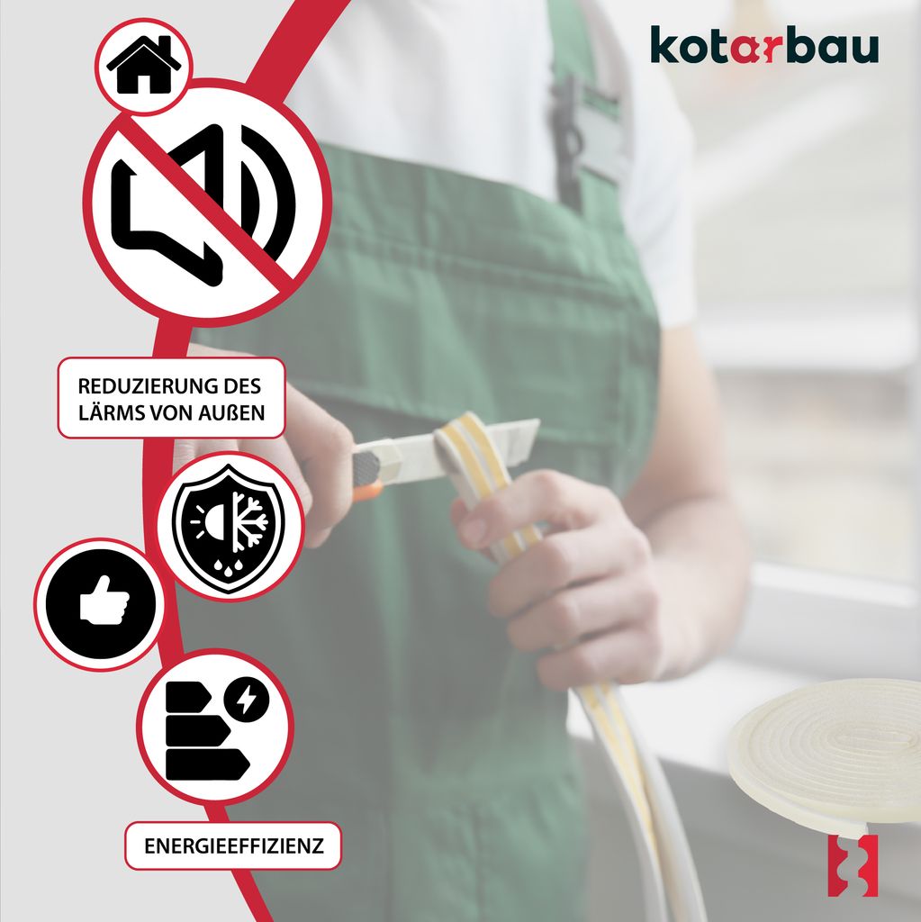 KOTARBAU® 2 St. Dichtungsband Schaumstoff 10x12 mm x 2,5m Produktbild 5