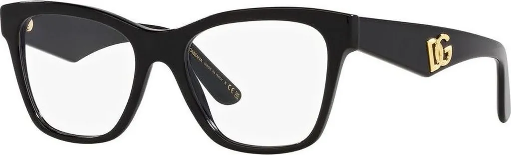 Lunettes de vue DG 3374 501 en acétate noir brillant style italien