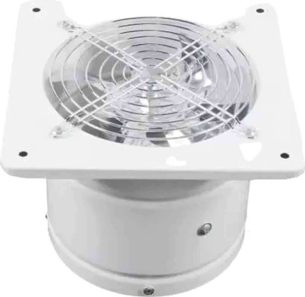 Ventilateur extracteur industriel avec grille anti-intrusion blanche