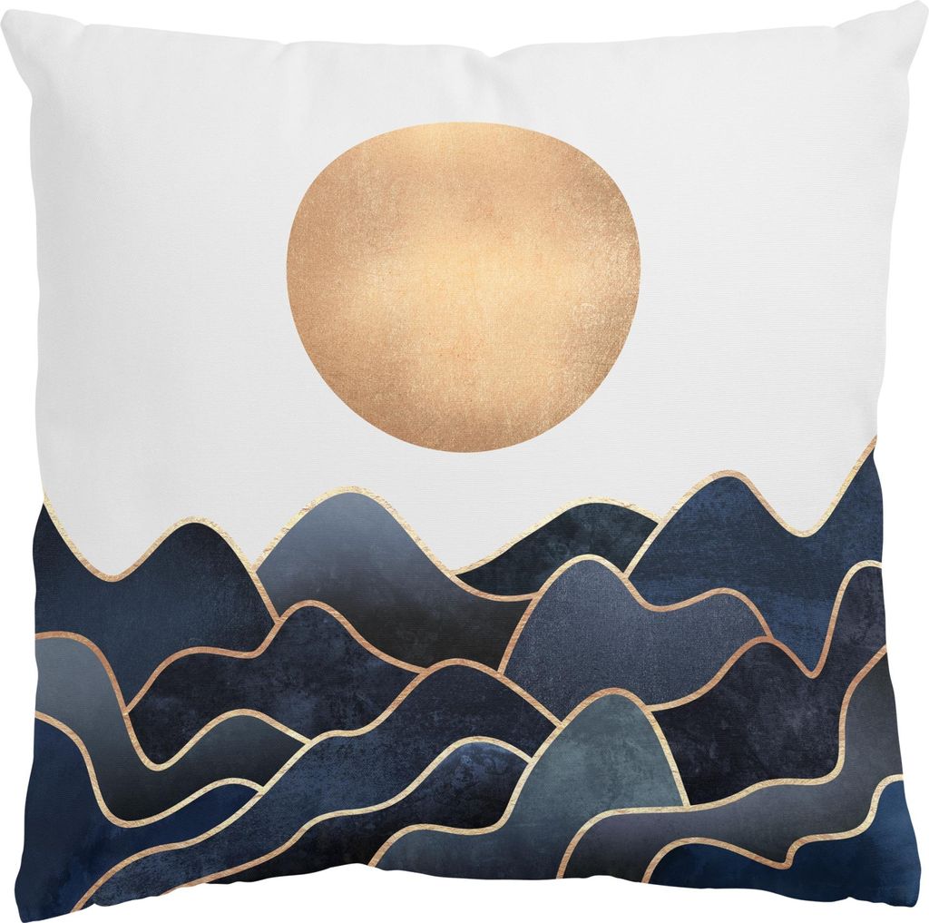 Dekokissen originell drinnen / Indoor Zierkissen Canvas waschbar Design gold Aquarell Abstrakt Sofakissen mit Füllung