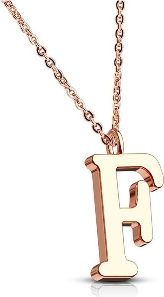 F - Kette Buchstaben Anhänger Rosegold aus Edelstahl Damen F