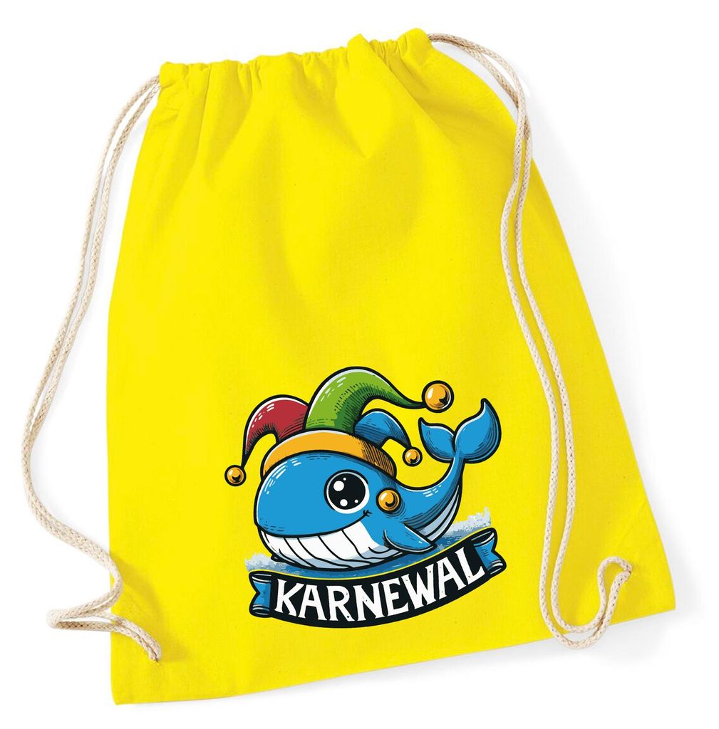 Huuraa Turnbeutel Karnewal Karneval Wal 12 Liter Yellow Baumwolle Rucksack Geschenkidee