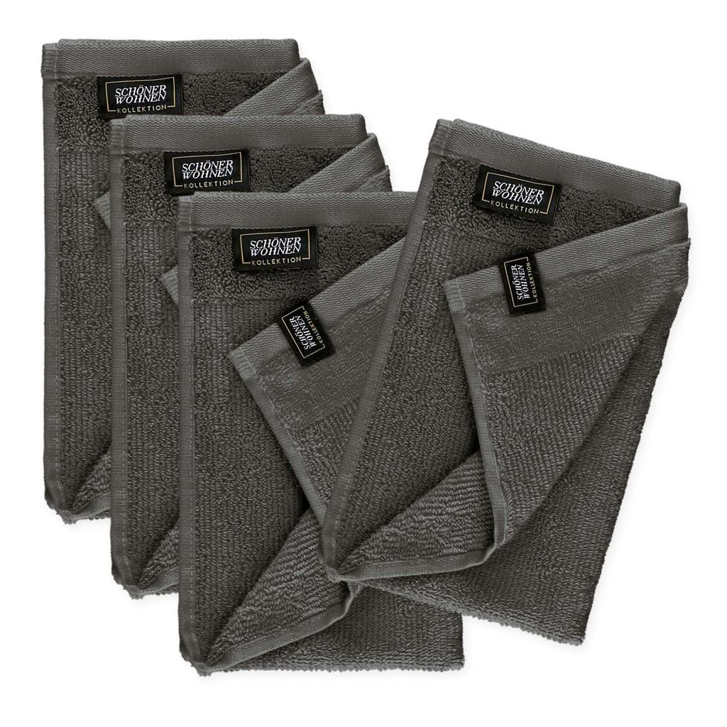 Schöner Wohnen 4er Set Gästehandtuch Sense Farbe anthrazit Größe 30x50