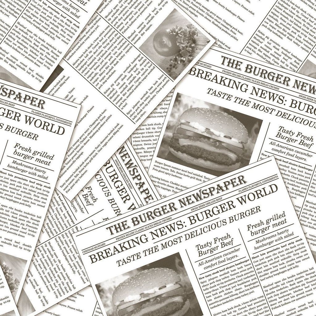 Burgerpapier Newspaper in Grau 30 x 30 cm, 2000 Stück - Mank