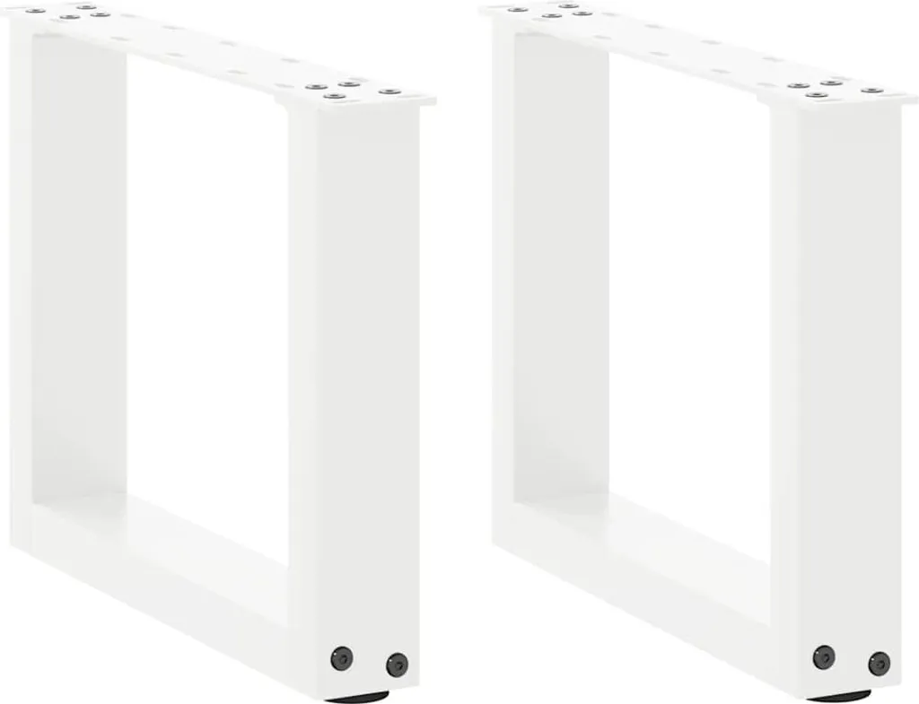 Gambe a U in Acciaio Bianco 40x30 cm - Set 2 Piedi Tavolino Moderno - 1