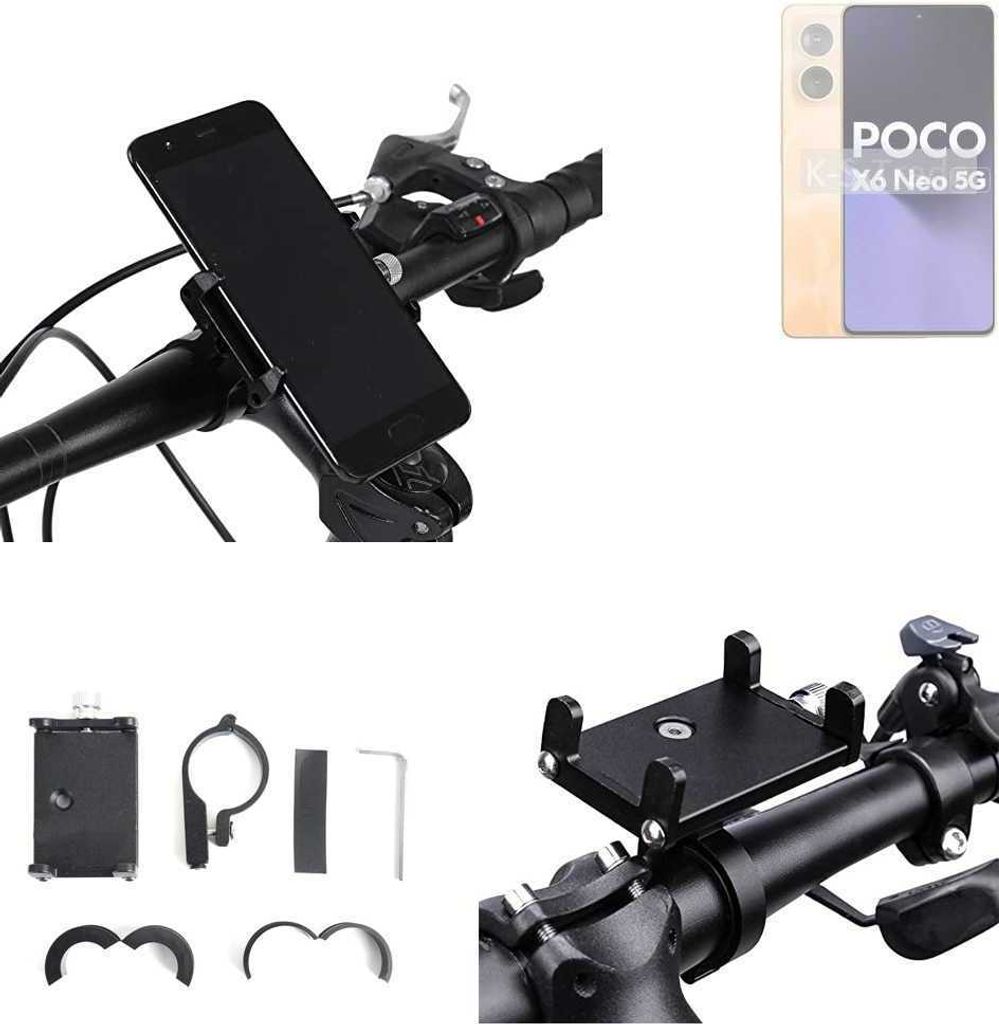 K-S-Trade Handyhalterung für das Fahrrad kompatibel mit POCO X6 Neo Halter Lenkstange Fahrradhalterung Motorrad Bike Mount Befestigung Smartphone