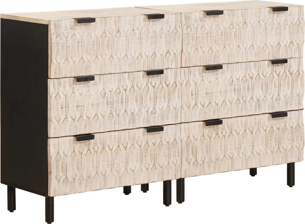 Sideboard 2 pcs Weiße gewaschene Oberfläche 60 x 33 x 75 cm