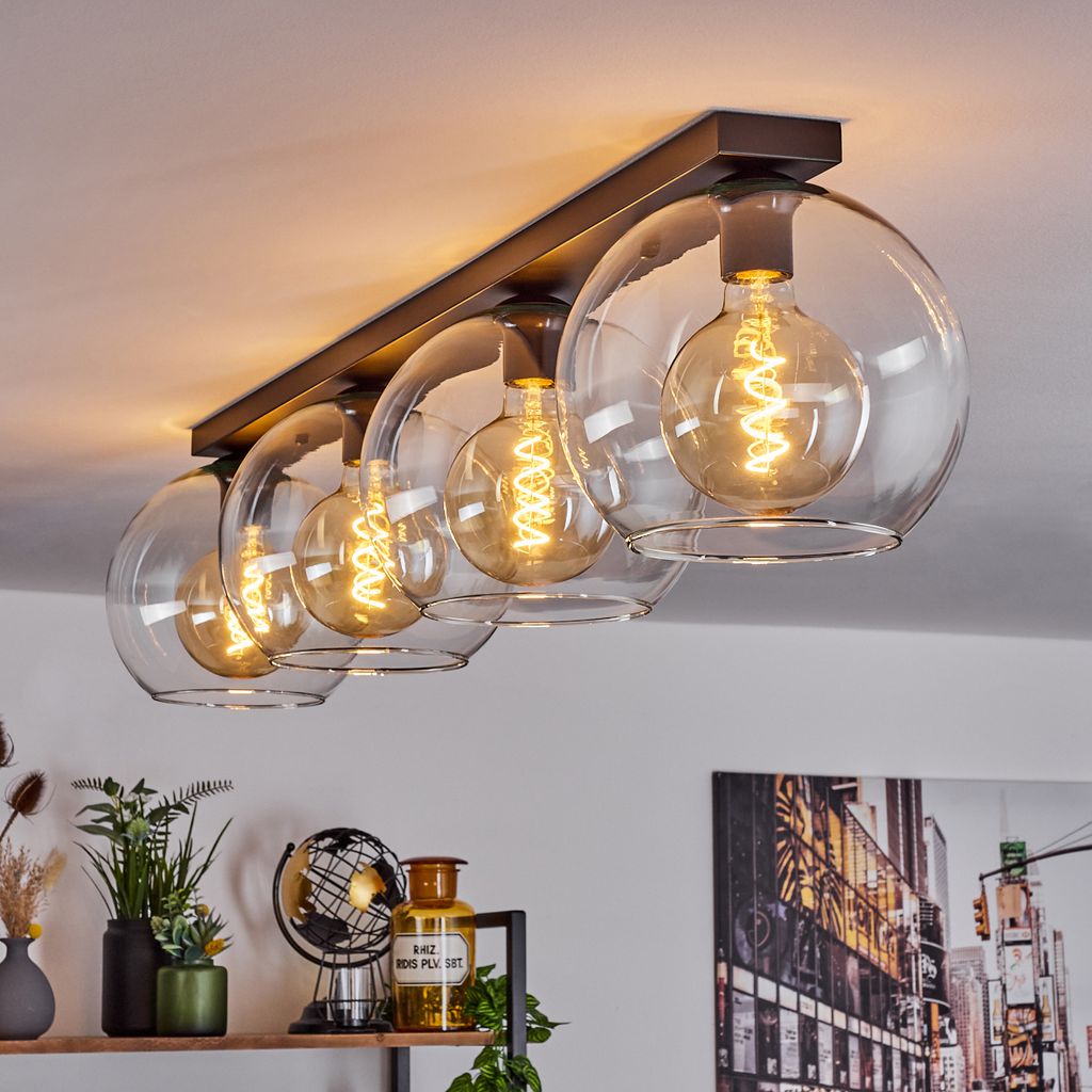 Cesaro »Cesaro« moderne Deckenlampe aus Metall/Glas in Schwarz/Klar