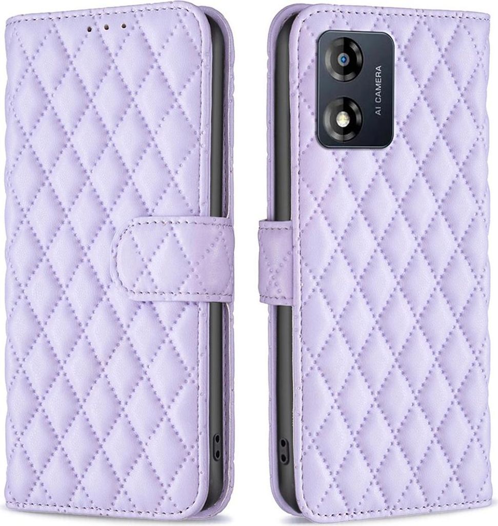 Motorola Moto E13 Hülle - BINFEN Rhombus Klapphülle - Lavendel