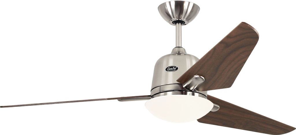 Energiespar Deckenventilator mit Beleuchtung und Fernbedienung Eco Aviatos 132 cm Chrom gebüstet / Nussbaum