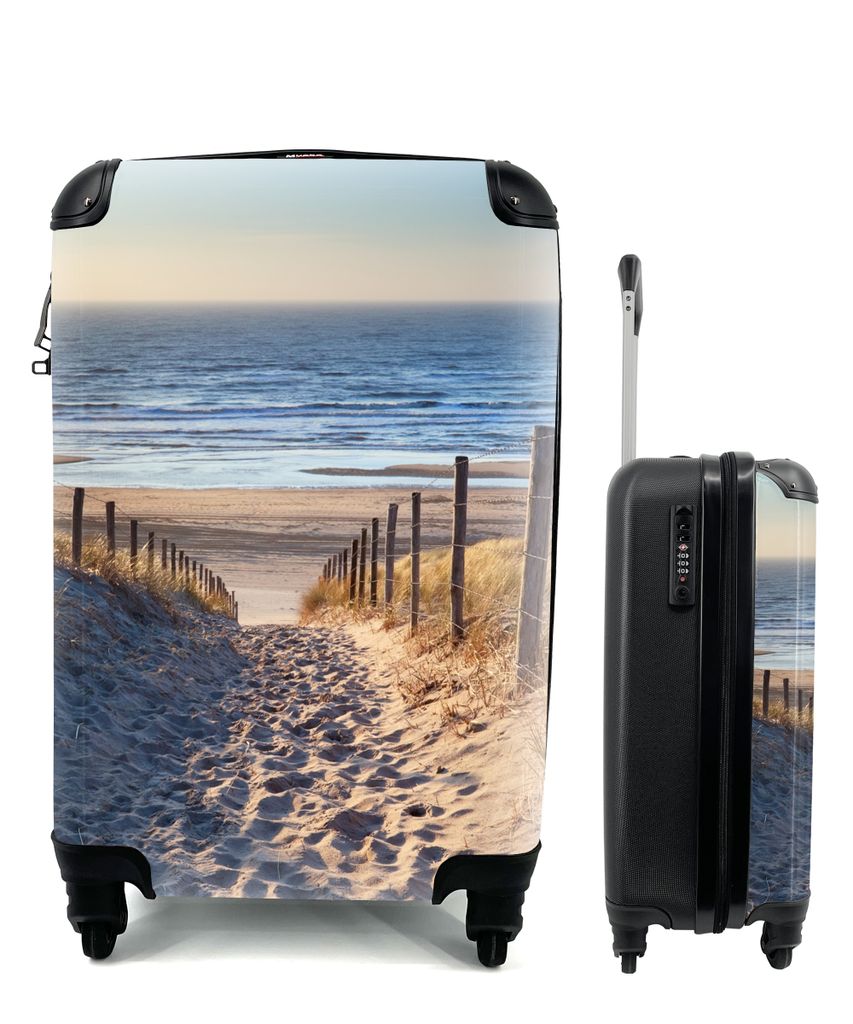 MuchoWow Koffer Handgepäck Trolley Rollkoffer Kleine Reisekoffer mit 4 Rollen - Sand - Strand - Düne - Meer - Sommer - Cabin Size < 55x40x23 cm...