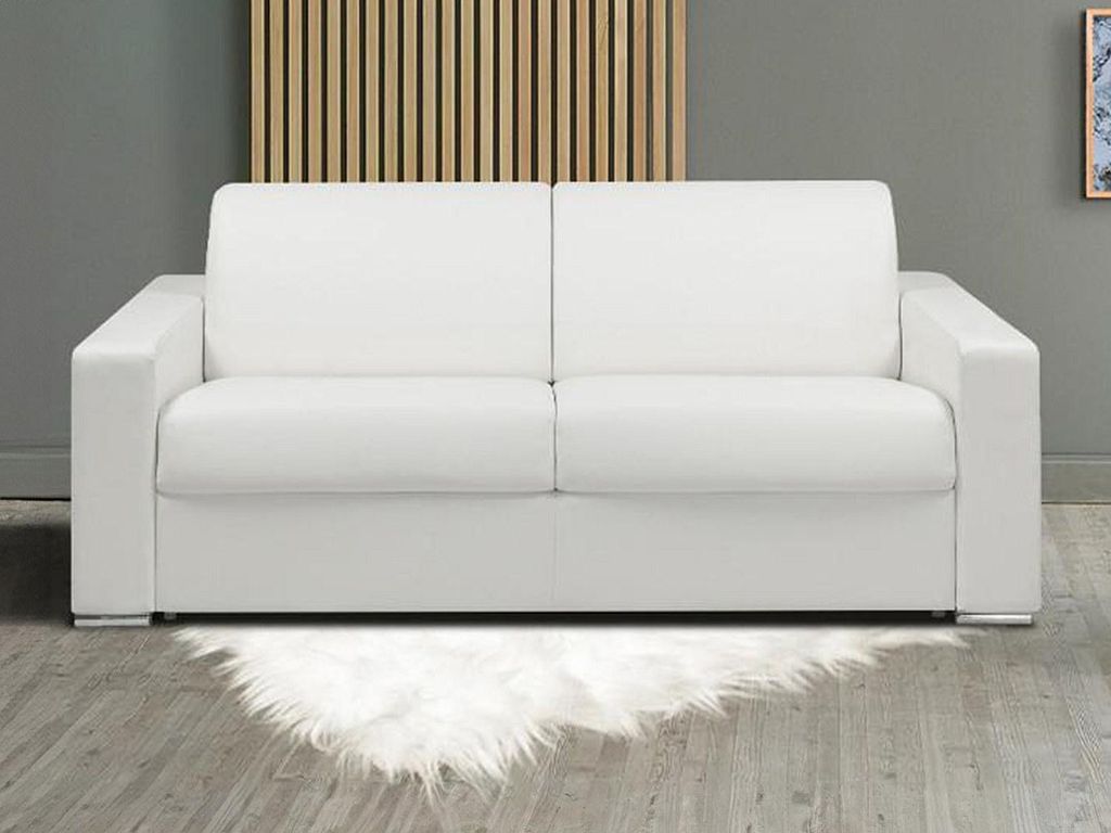Vente-unique 4905451301538, Sofabett, Wohnzimmer, Weiß, 2 Sitz(e), Kunstleder, Kunstleder