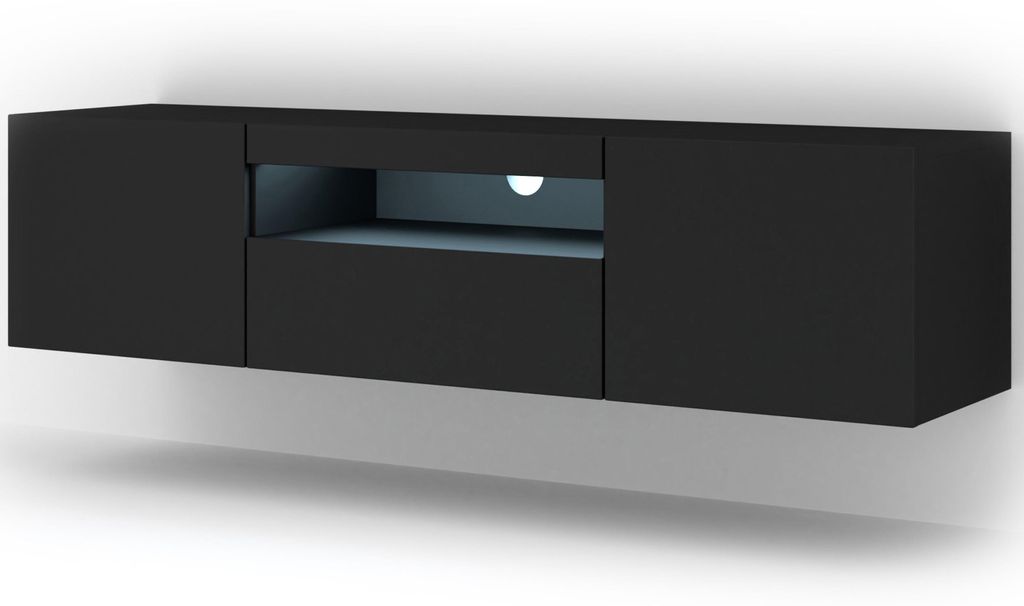 Homlando szafka RTV AURA 150 cm czarny mat LED Zdjęcie produktu 