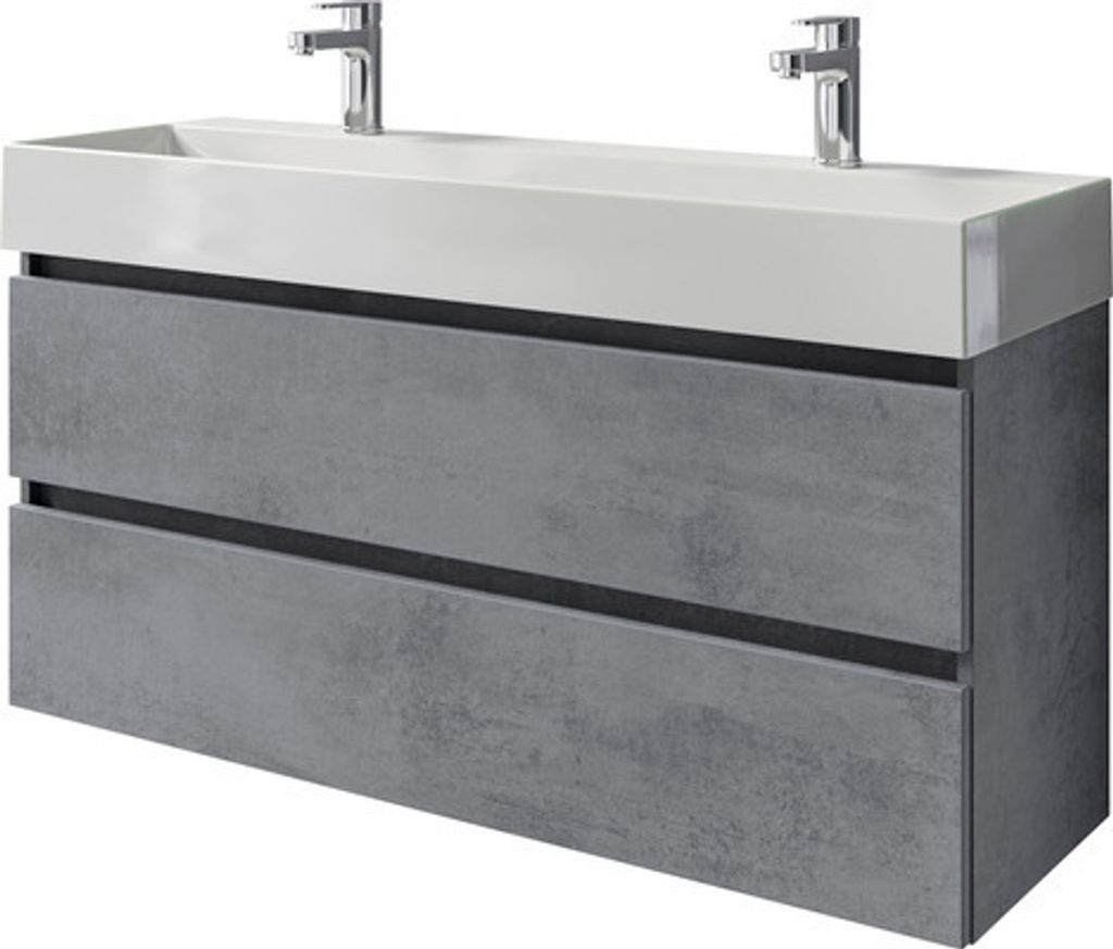 Badmöbel-Set Pelipal Torino BxHxT 121 x 66,7 x 40 cm Frontfarbe oxid dunkelgrau Badmöbelset 2-teilig mit Waschtisch Kera