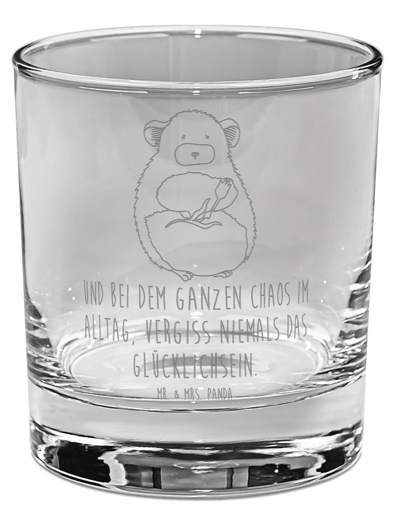 Mr. & Mrs. Panda Whiskyglas Chinchilla Blume - Transparent - Geschenk, Chinchillas, Lustige Sprüche, Glücklichsein, Büro, Scotch Glas, Liebeskum...